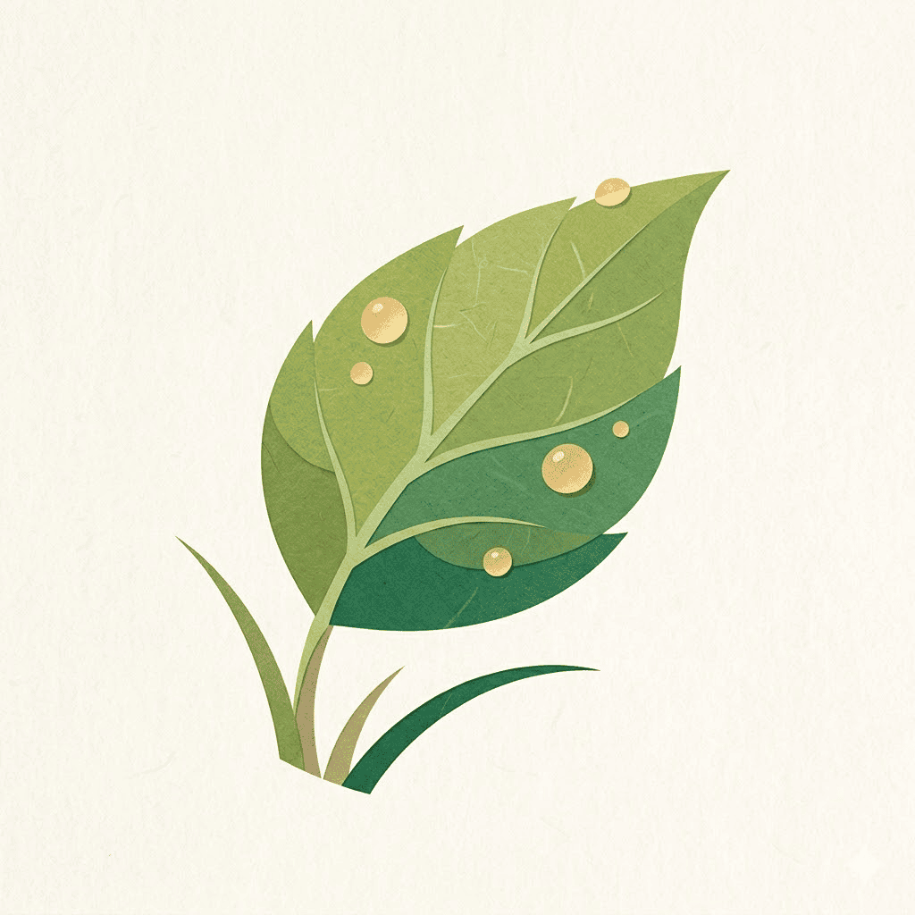 開運：緑色の葉っぱに触れる