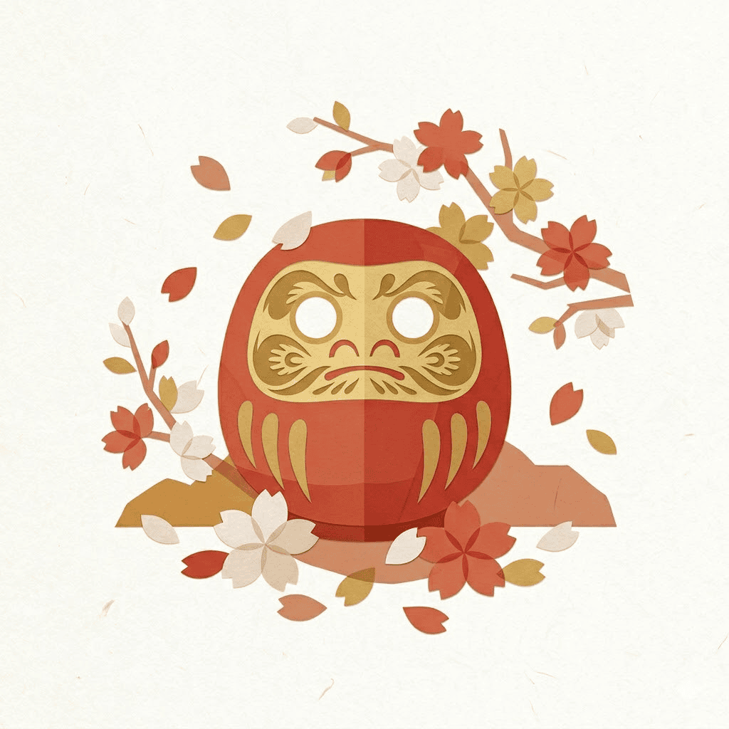 開運：ダルマに触れる